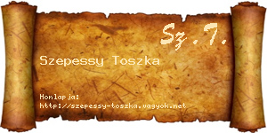 Szepessy Toszka névjegykártya